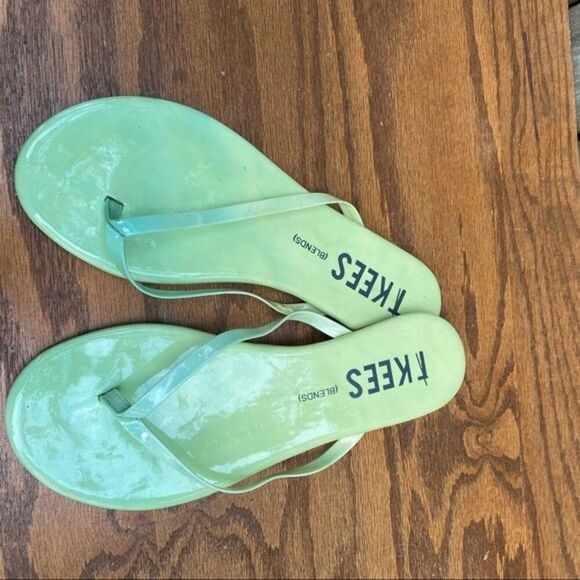 TKEES LEATHER FLIP FLOPS IN OMBRE (AQUA TO MINT) 6 - Picture 3 of 6
